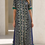 Sequined Chevron Embroidered Tassel Trim Maxi Dress Set