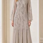 Elegant Sequin Embellished Long Sleeve Maxi Dress