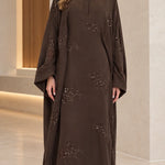 Collared Sequin Embellished Modest Abaya Maxi Dress
