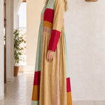 Bohemian Colorblock Long Sleeve Maxi Dress