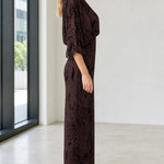 Elegant Mock Neck Sequin Floral Maxi Dress
