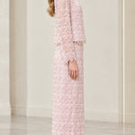 Elegant Beaded Two-Piece Maxi Skirt Suit with Long Sleeve Jacket