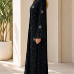 Crystal Floral Embellished Long Sleeve Modest Abaya Maxi Dress