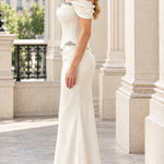 Off-the-Shoulder Rhinestone Corset Evening Gown