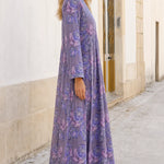 Women's Floral Print V-Neck Long Sleeve Maxi Dress