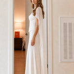 Elegant Mock Neck Corset Cape Evening Maxi Dress
