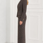 Tweed Single-Button Blazer and Maxi Pencil Skirt Two-Piece Set