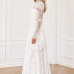 Long Sleeve Lace Corset Maxi Dress with Tassel Fringe and Cutout Back
