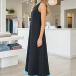 Sleeveless Beaded Trim A-Line Midi Dress