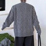 Button Stand Collar Loose Sweater