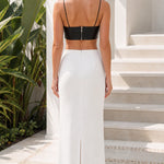 Spaghetti Strap Faux Leather Cutout Embellished Maxi Dress