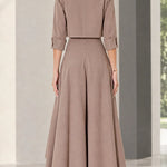 Women's Cropped Jacket and Wide-Leg Pants Two-Piece Set