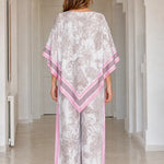 Women's 2-Piece Graphic Print Poncho Top and Wide Leg Pants Set