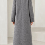 Women's Textured Bouclé Longline Lapel Overcoat