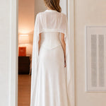Elegant Mock Neck Corset Cape Evening Maxi Dress