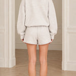 Women's Casual Crewneck Sweatshirt and Drawstring Shorts Lounge Set