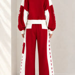 Women's Colorblock Zip-Up Tracksuit Set Wide Leg Sweatpants 2-Piece Lounge Set