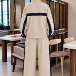 Women's Colorblock Zip-Up Track Jacket and Wide-Leg Pants Set