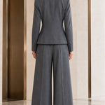 Women's Elegant Tailored 2-Piece Pant Suit Set | Slim Blazer & Wide-Leg Trousers