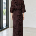 Elegant Mock Neck Sequin Floral Maxi Dress