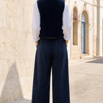 Women's Quilted Vest and Wide-Leg Pants Co-Ord Set