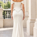 Off-the-Shoulder Rhinestone Corset Evening Gown