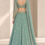 Embroidered V-Neck Long Sleeve Lehenga Choli Set with Dupatta