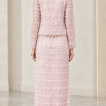 Elegant Beaded Two-Piece Maxi Skirt Suit with Long Sleeve Jacket
