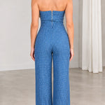 Strapless Sequin Bandeau Top and Wide Leg Pants Two-Piece Set