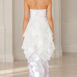 Strapless Tiered Organza Paillette Maxi Dress