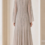 Elegant Sequin Embellished Long Sleeve Maxi Dress