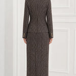 Tweed Single-Button Blazer and Maxi Pencil Skirt Two-Piece Set