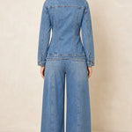 Women's Denim Jacket and Wide-Leg Pants Set