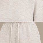 Women's Casual Crewneck Sweatshirt and Drawstring Shorts Lounge Set