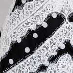 Polka Dot Lace Trim V-Neck Backless Maxi Dress