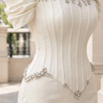 Off-the-Shoulder Rhinestone Corset Evening Gown
