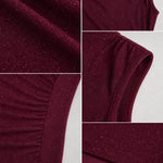 Sleeveless Mock Neck Ruched Glitter Maxi Dress