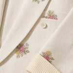 Floral Embroidered 3-Piece Pantsuit Set with Corset Top & Wide-Leg Trousers