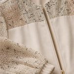 Women's Textured Mesh Panel Zip Jacket and Wide Leg Pants Two-Piece Set