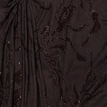 One-Shoulder High Neck Embellished Maxi Dress with Draped Flutter Sleeve