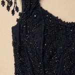 Elegant Beaded Sleeveless Evening Gown with Scalloped Details