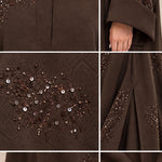 Collared Sequin Embellished Modest Abaya Maxi Dress