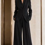 Women's Elegant Tailored 2-Piece Pant Suit Set | Slim Blazer & Wide-Leg Trousers