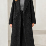 Women's Textured Bouclé Longline Lapel Overcoat