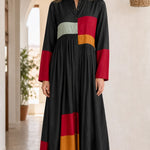 Bohemian Colorblock Long Sleeve Maxi Dress