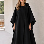 Women's Hooded Maxi Cape Coat Longline Asymmetric Wrap Cloak