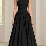 Embroidered Bateau Neck Sleeveless Full Maxi Dress