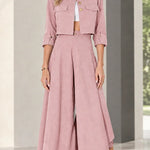 Women's Cropped Jacket and Wide-Leg Pants Two-Piece Set
