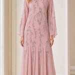 Elegant Sequin Embellished Long Sleeve Maxi Dress