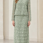 Elegant Beaded Two-Piece Maxi Skirt Suit with Long Sleeve Jacket